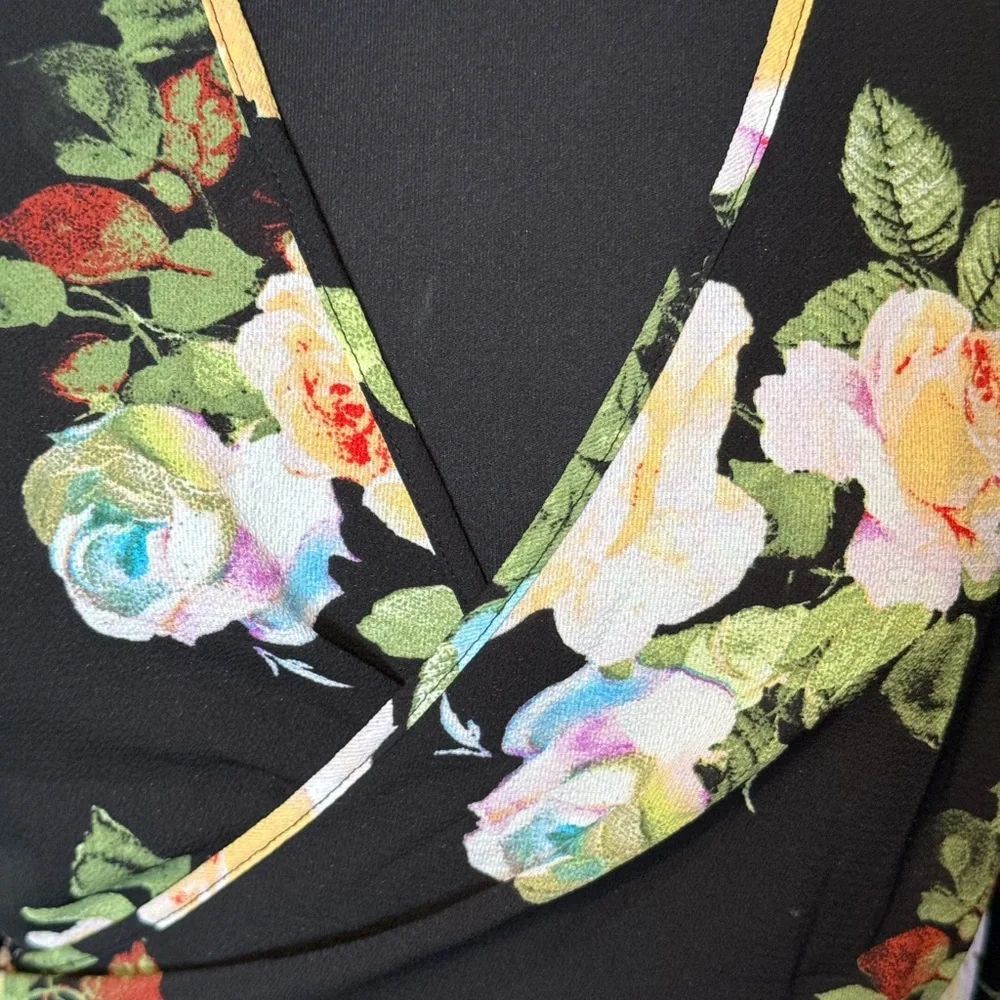 Fashion Nova Black Floral Wrap Blouse - Picture 4 of 6